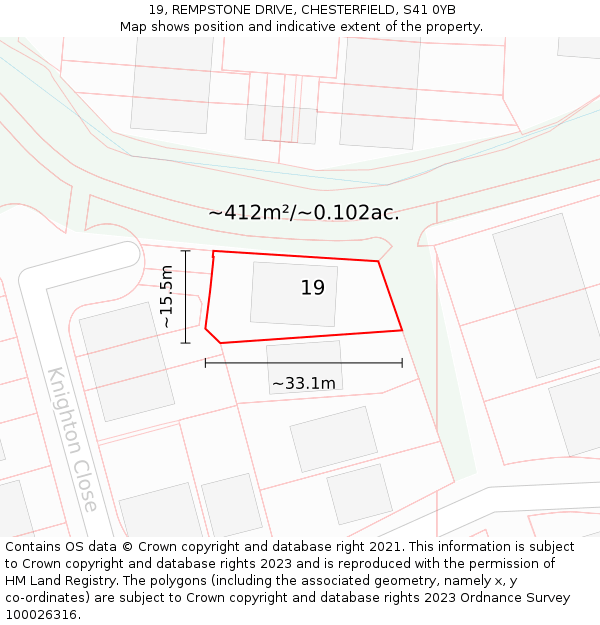 19, REMPSTONE DRIVE, CHESTERFIELD, S41 0YB: Plot and title map