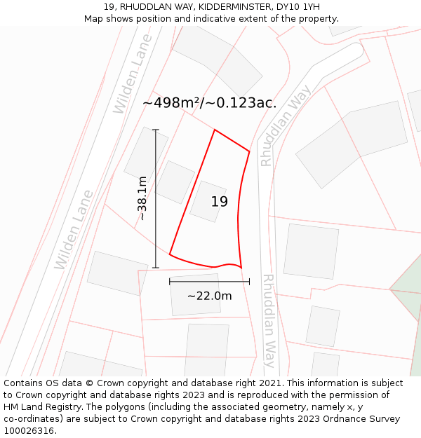 19, RHUDDLAN WAY, KIDDERMINSTER, DY10 1YH: Plot and title map