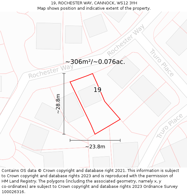 19, ROCHESTER WAY, CANNOCK, WS12 3YH: Plot and title map