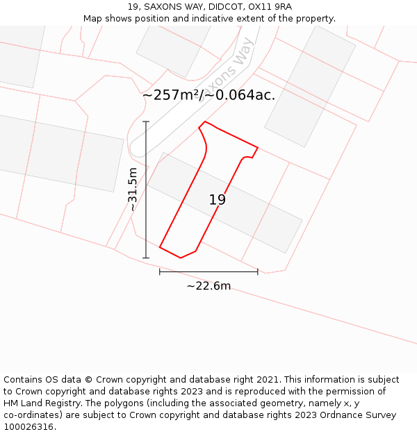 19, SAXONS WAY, DIDCOT, OX11 9RA: Plot and title map