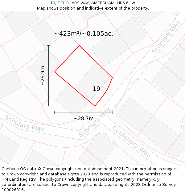 19, SCHOLARS WAY, AMERSHAM, HP6 6UW: Plot and title map