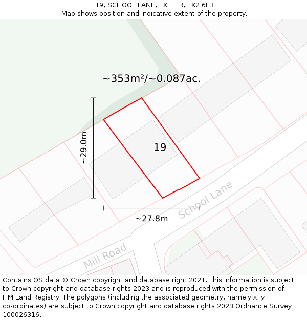 19, SCHOOL LANE, EXETER, EX2 6LB: Plot and title map