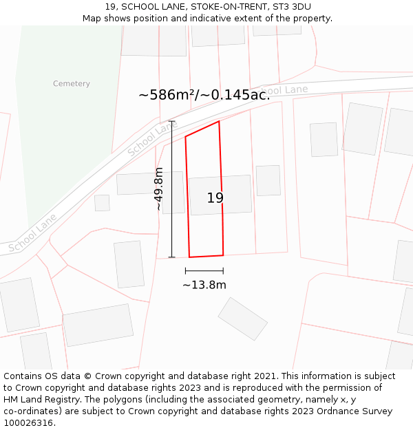 19, SCHOOL LANE, STOKE-ON-TRENT, ST3 3DU: Plot and title map