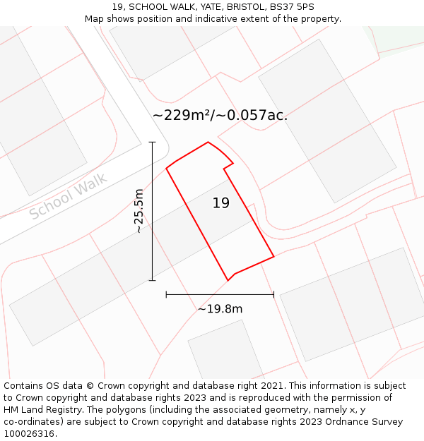 19, SCHOOL WALK, YATE, BRISTOL, BS37 5PS: Plot and title map