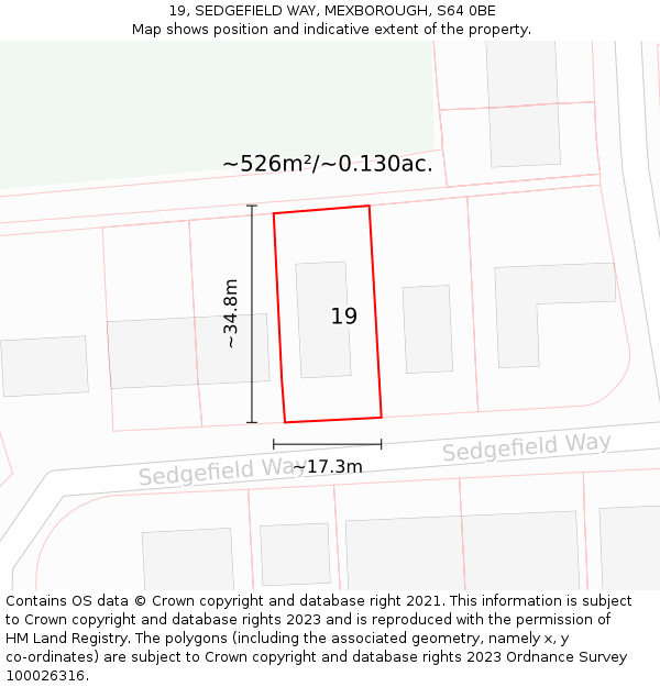 19, SEDGEFIELD WAY, MEXBOROUGH, S64 0BE: Plot and title map