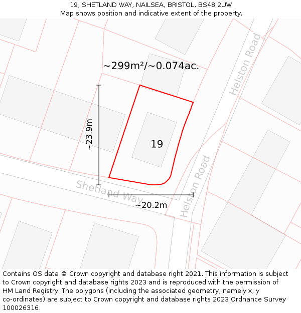 19, SHETLAND WAY, NAILSEA, BRISTOL, BS48 2UW: Plot and title map