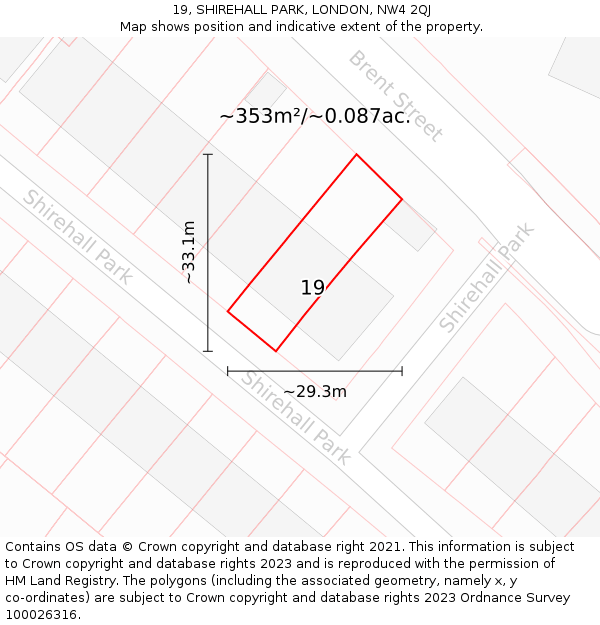 19, SHIREHALL PARK, LONDON, NW4 2QJ: Plot and title map