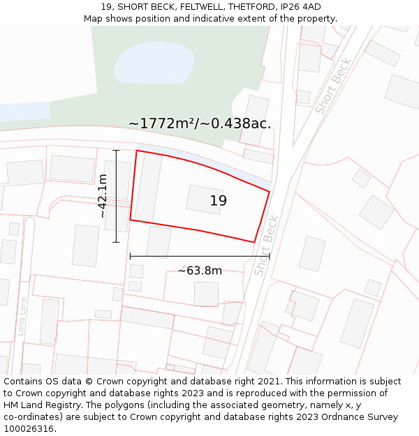 19, SHORT BECK, FELTWELL, THETFORD, IP26 4AD: Plot and title map