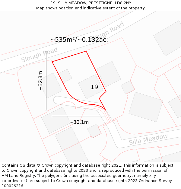 19, SILIA MEADOW, PRESTEIGNE, LD8 2NY: Plot and title map