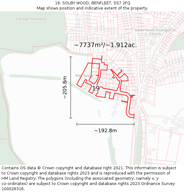 19, SOLBY WOOD, BENFLEET, SS7 2FQ: Plot and title map