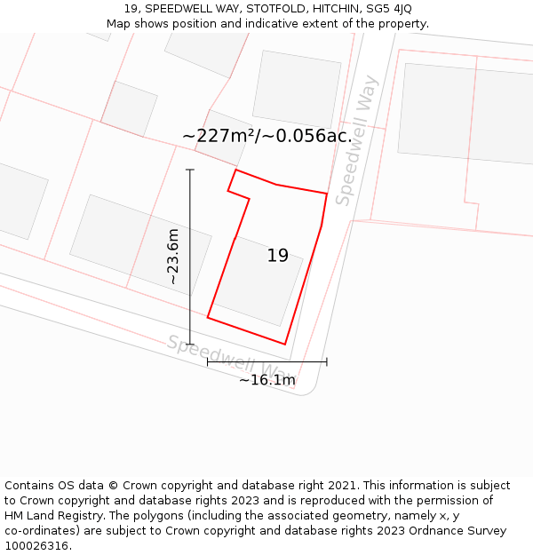 19, SPEEDWELL WAY, STOTFOLD, HITCHIN, SG5 4JQ: Plot and title map