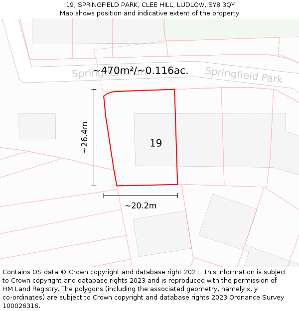 19, SPRINGFIELD PARK, CLEE HILL, LUDLOW, SY8 3QY: Plot and title map