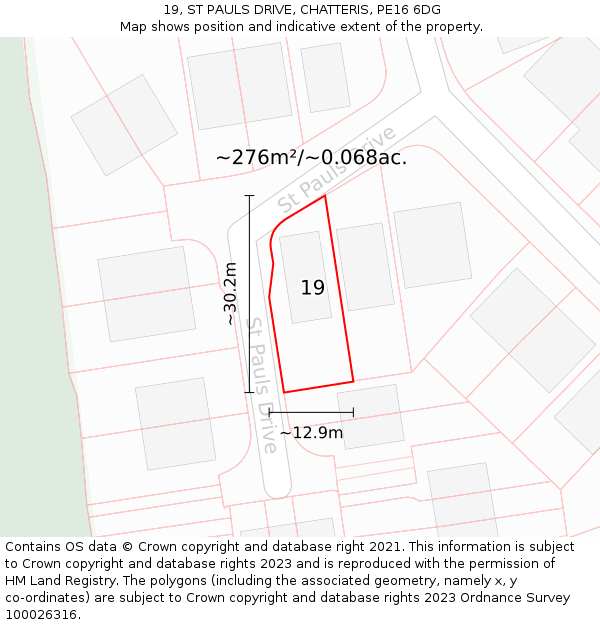 19, ST PAULS DRIVE, CHATTERIS, PE16 6DG: Plot and title map