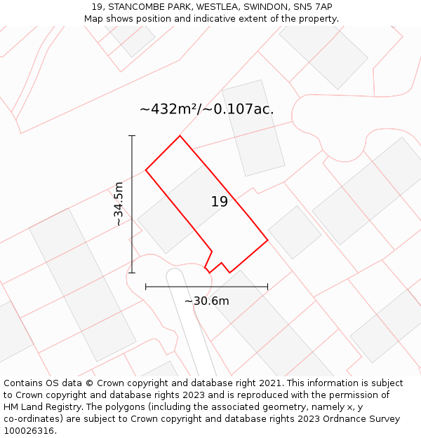 19, STANCOMBE PARK, WESTLEA, SWINDON, SN5 7AP: Plot and title map