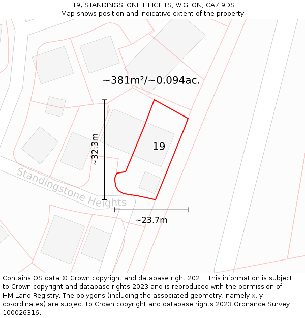 19, STANDINGSTONE HEIGHTS, WIGTON, CA7 9DS: Plot and title map