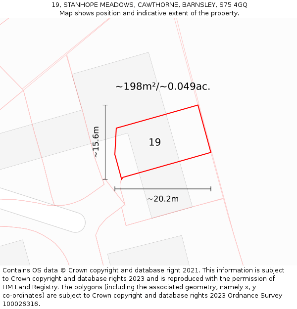 19, STANHOPE MEADOWS, CAWTHORNE, BARNSLEY, S75 4GQ: Plot and title map