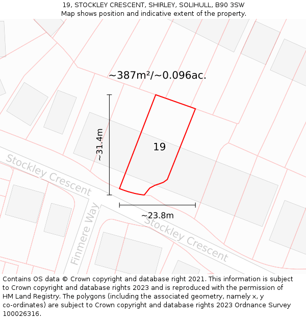 19, STOCKLEY CRESCENT, SHIRLEY, SOLIHULL, B90 3SW: Plot and title map