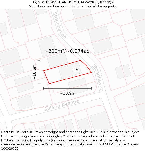 19, STONEHAVEN, AMINGTON, TAMWORTH, B77 3QX: Plot and title map