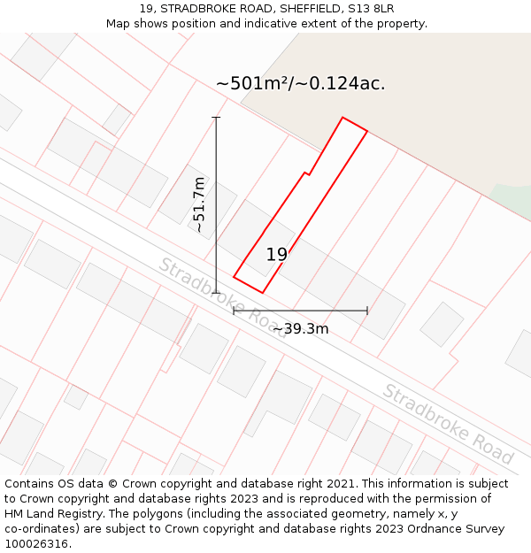 19, STRADBROKE ROAD, SHEFFIELD, S13 8LR: Plot and title map