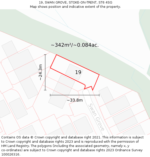 19, SWAN GROVE, STOKE-ON-TRENT, ST6 4SG: Plot and title map