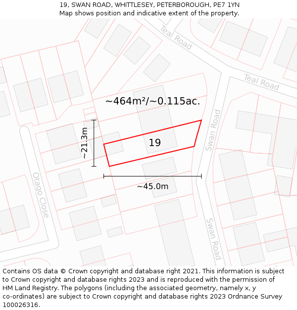 19, SWAN ROAD, WHITTLESEY, PETERBOROUGH, PE7 1YN: Plot and title map