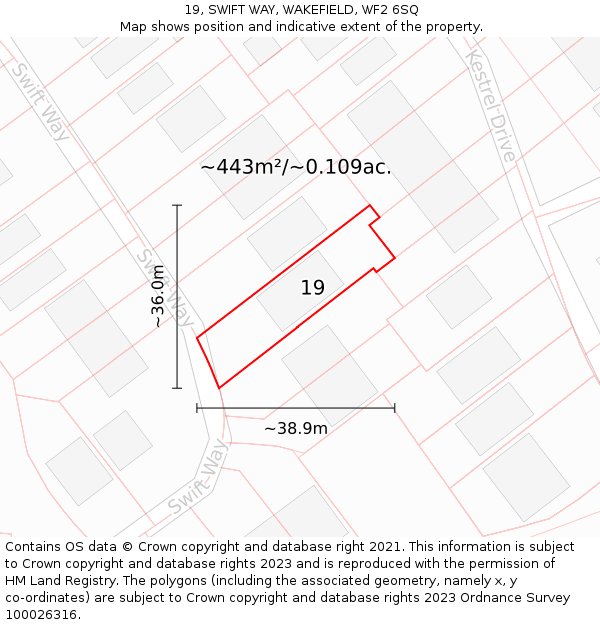 19, SWIFT WAY, WAKEFIELD, WF2 6SQ: Plot and title map