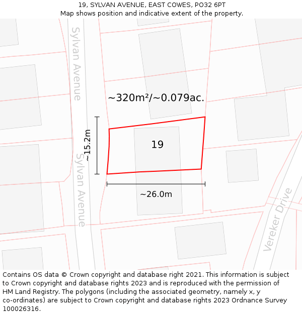 19, SYLVAN AVENUE, EAST COWES, PO32 6PT: Plot and title map