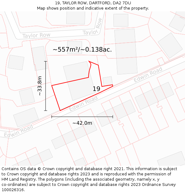 19, TAYLOR ROW, DARTFORD, DA2 7DU: Plot and title map