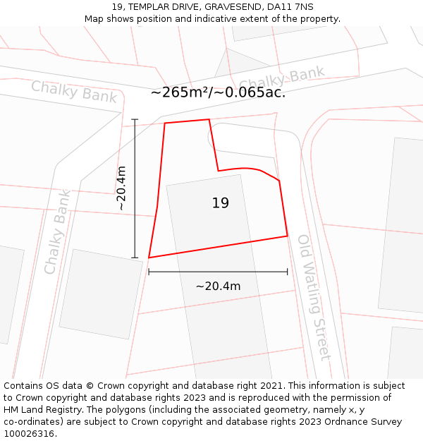 19, TEMPLAR DRIVE, GRAVESEND, DA11 7NS: Plot and title map