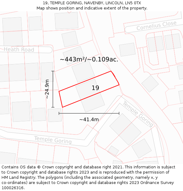 19, TEMPLE GORING, NAVENBY, LINCOLN, LN5 0TX: Plot and title map