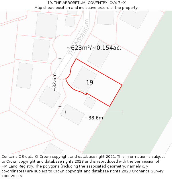 19, THE ARBORETUM, COVENTRY, CV4 7HX: Plot and title map