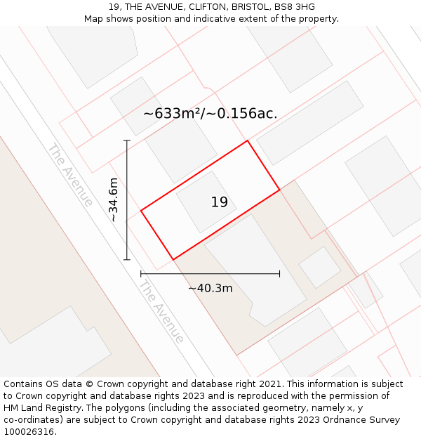 19, THE AVENUE, CLIFTON, BRISTOL, BS8 3HG: Plot and title map