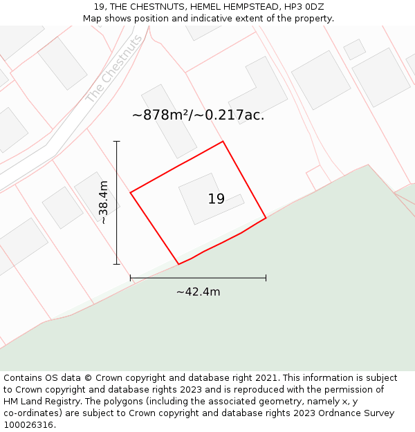 19, THE CHESTNUTS, HEMEL HEMPSTEAD, HP3 0DZ: Plot and title map