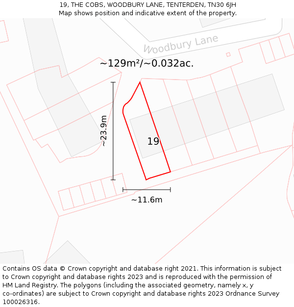 19, THE COBS, WOODBURY LANE, TENTERDEN, TN30 6JH: Plot and title map