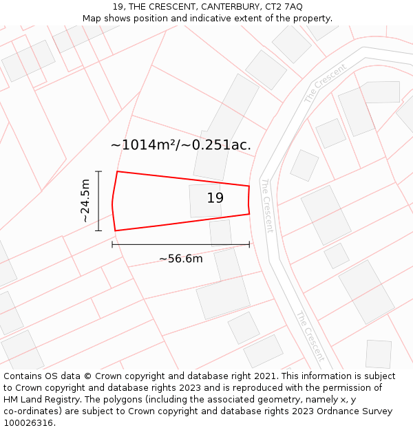 19, THE CRESCENT, CANTERBURY, CT2 7AQ: Plot and title map