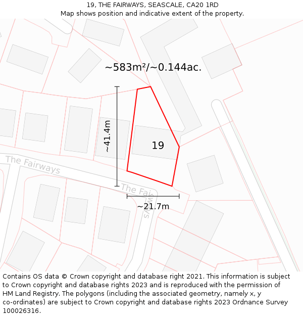 19, THE FAIRWAYS, SEASCALE, CA20 1RD: Plot and title map