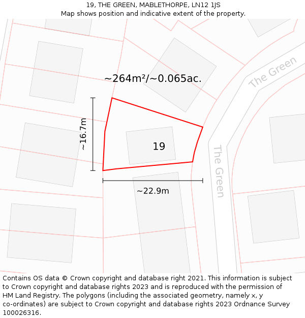 19, THE GREEN, MABLETHORPE, LN12 1JS: Plot and title map