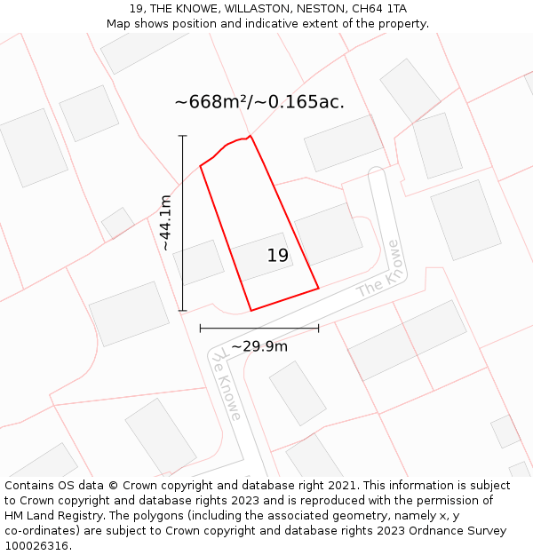 19, THE KNOWE, WILLASTON, NESTON, CH64 1TA: Plot and title map