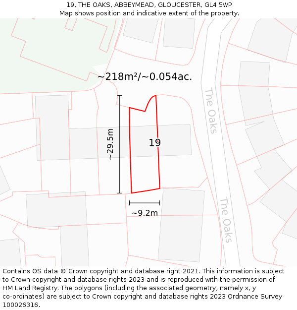 19, THE OAKS, ABBEYMEAD, GLOUCESTER, GL4 5WP: Plot and title map