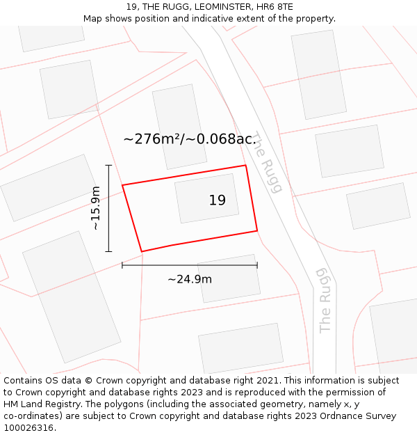 19, THE RUGG, LEOMINSTER, HR6 8TE: Plot and title map