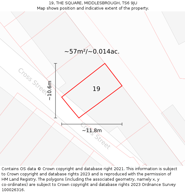 19, THE SQUARE, MIDDLESBROUGH, TS6 9JU: Plot and title map