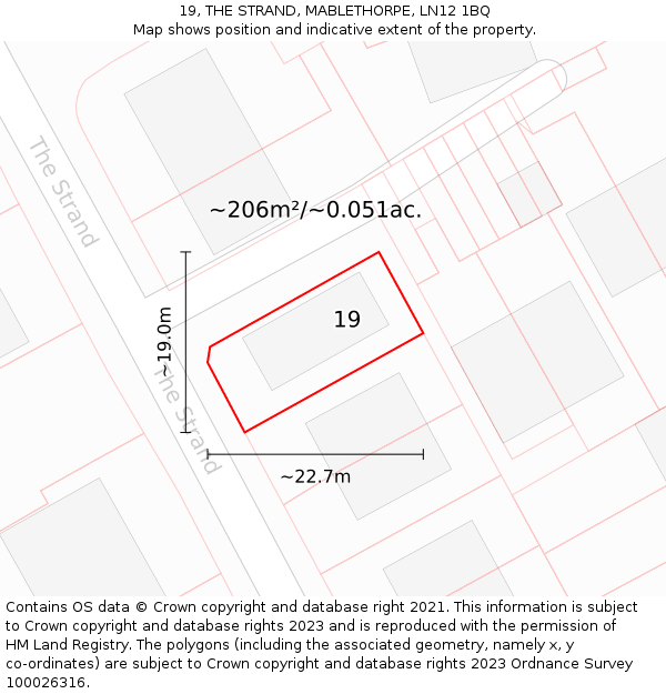 19, THE STRAND, MABLETHORPE, LN12 1BQ: Plot and title map