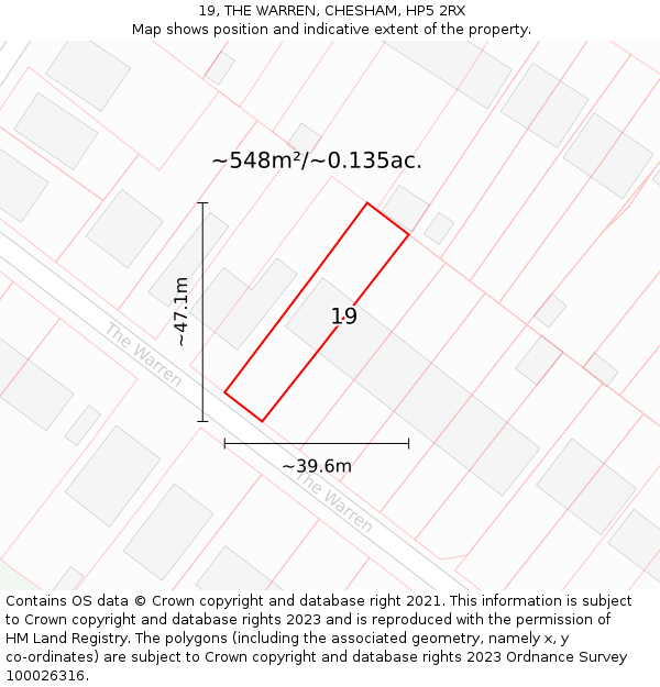 19, THE WARREN, CHESHAM, HP5 2RX: Plot and title map