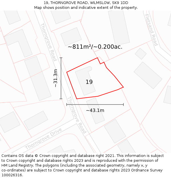 19, THORNGROVE ROAD, WILMSLOW, SK9 1DD: Plot and title map