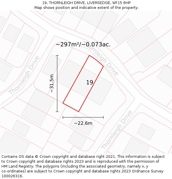 19, THORNLEIGH DRIVE, LIVERSEDGE, WF15 6HP: Plot and title map