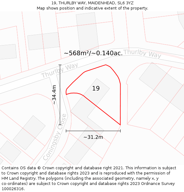 19, THURLBY WAY, MAIDENHEAD, SL6 3YZ: Plot and title map