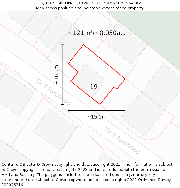 19, TIR Y FARCHNAD, GOWERTON, SWANSEA, SA4 3GS: Plot and title map