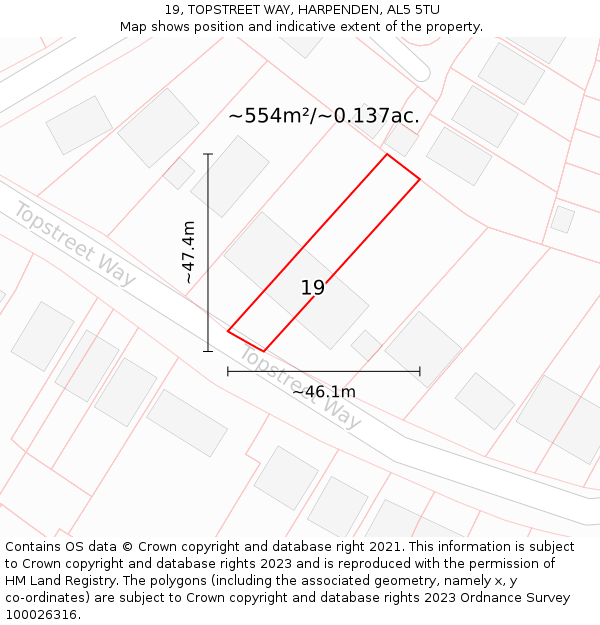 19, TOPSTREET WAY, HARPENDEN, AL5 5TU: Plot and title map