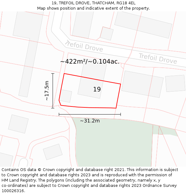 19, TREFOIL DROVE, THATCHAM, RG18 4EL: Plot and title map