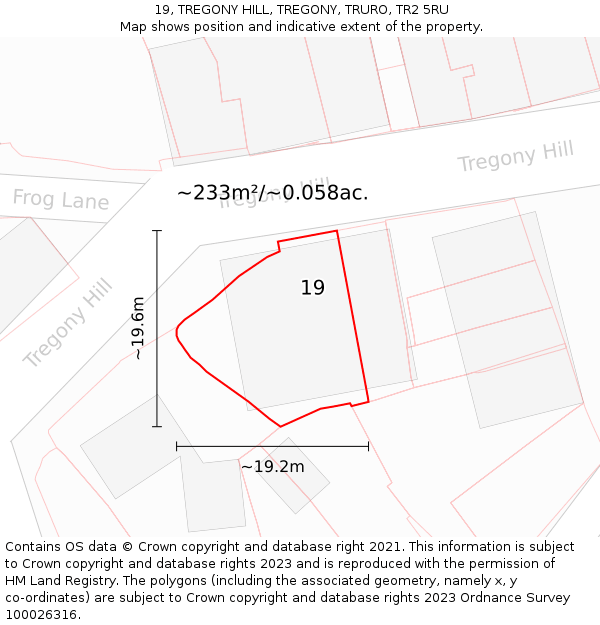 19, TREGONY HILL, TREGONY, TRURO, TR2 5RU: Plot and title map